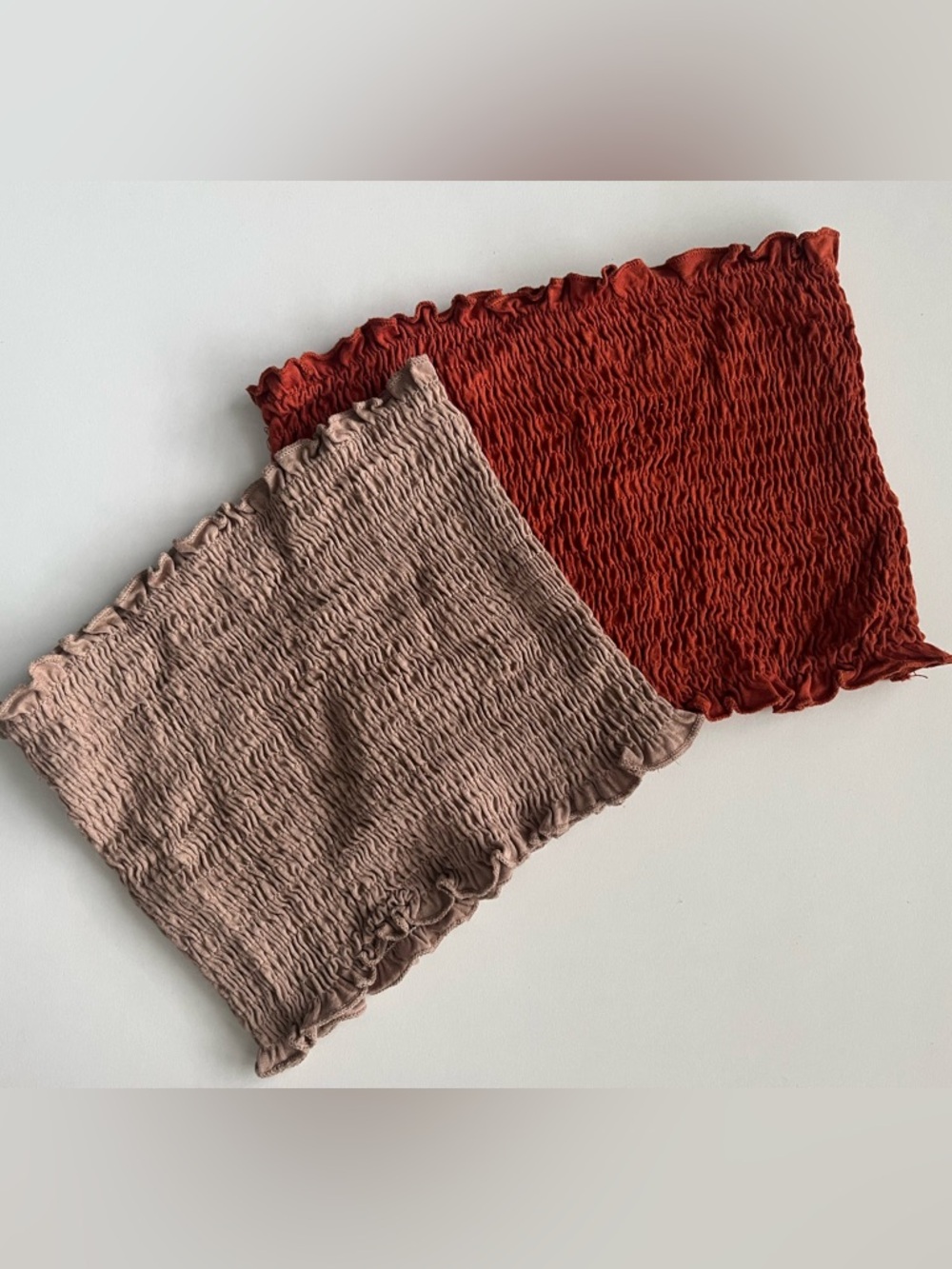 Smocked Tube Tops Duo in Rust and Taupe